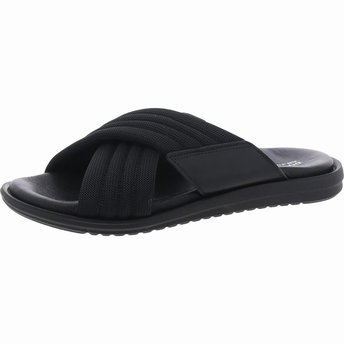 Mens Criss-Cross Leather Slide Sandals