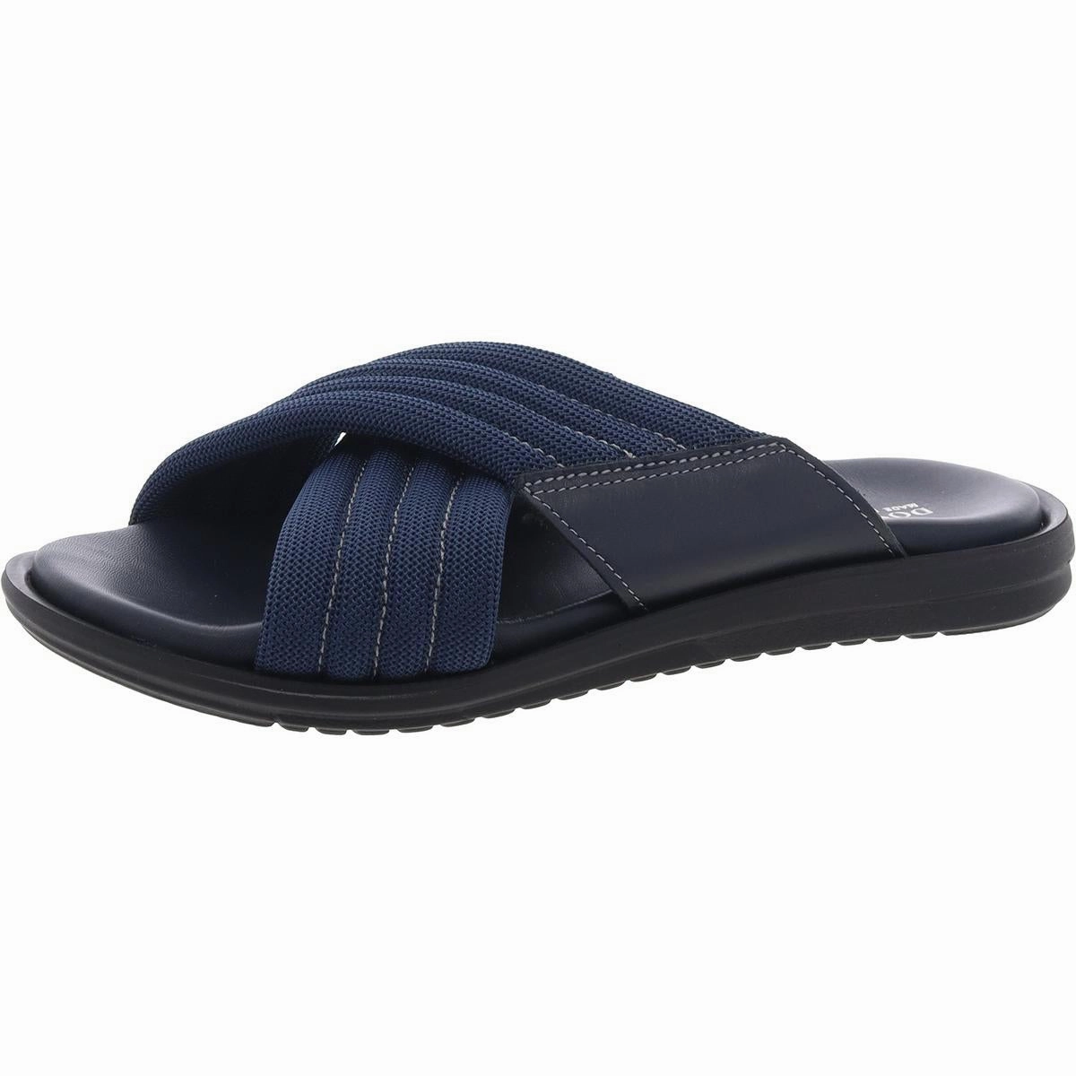 Mens Criss-Cross Leather Slide Sandals