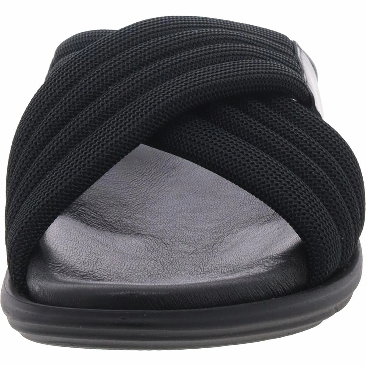 Mens Criss-Cross Leather Slide Sandals