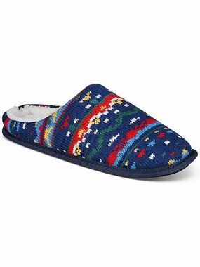 Mens Faux Fur Lined Knit Slide Slippers Mens Slippers clearance sale