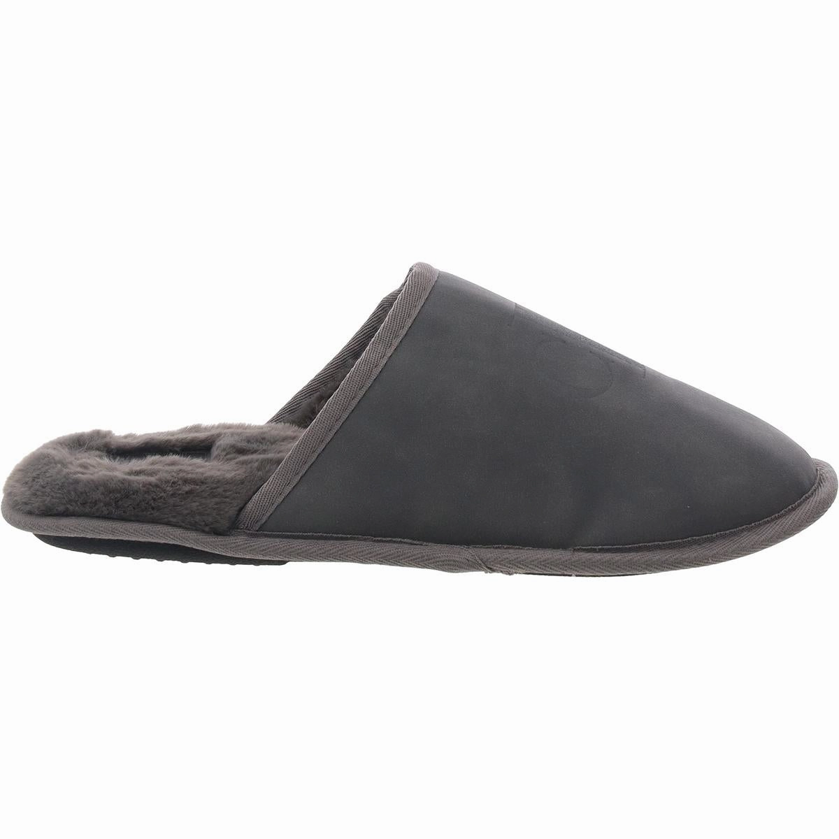 Mens Faux Fur Lined Man Made Slide Slippers