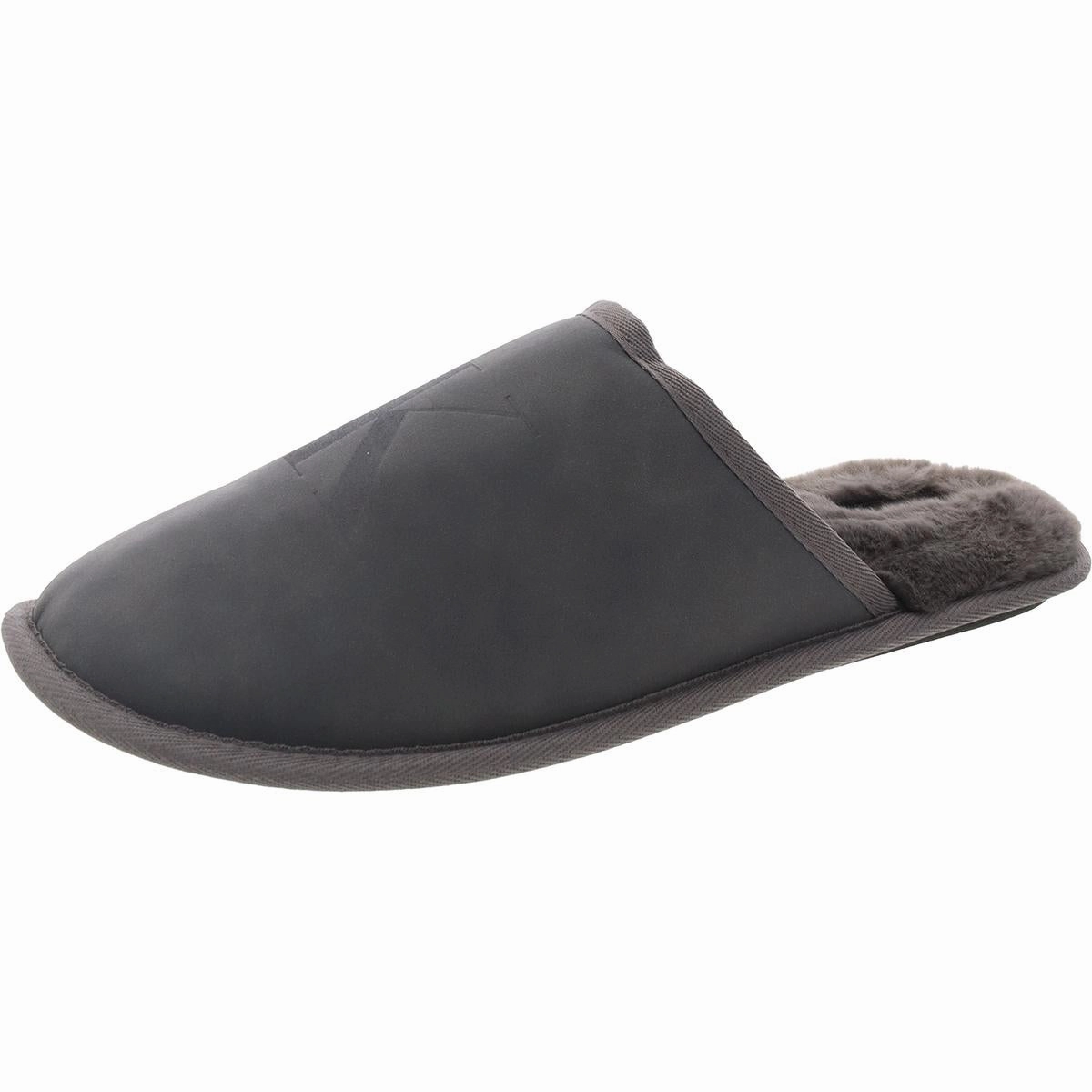 Mens Faux Fur Lined Man Made Slide Slippers