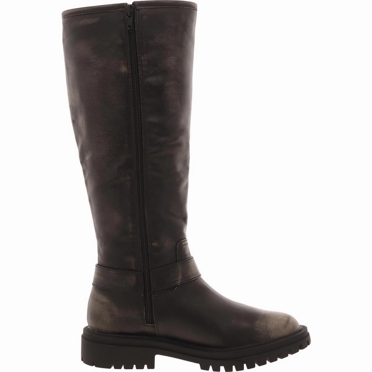 MH240803 Womens Zipper Faux Leather Motorcycle Boots