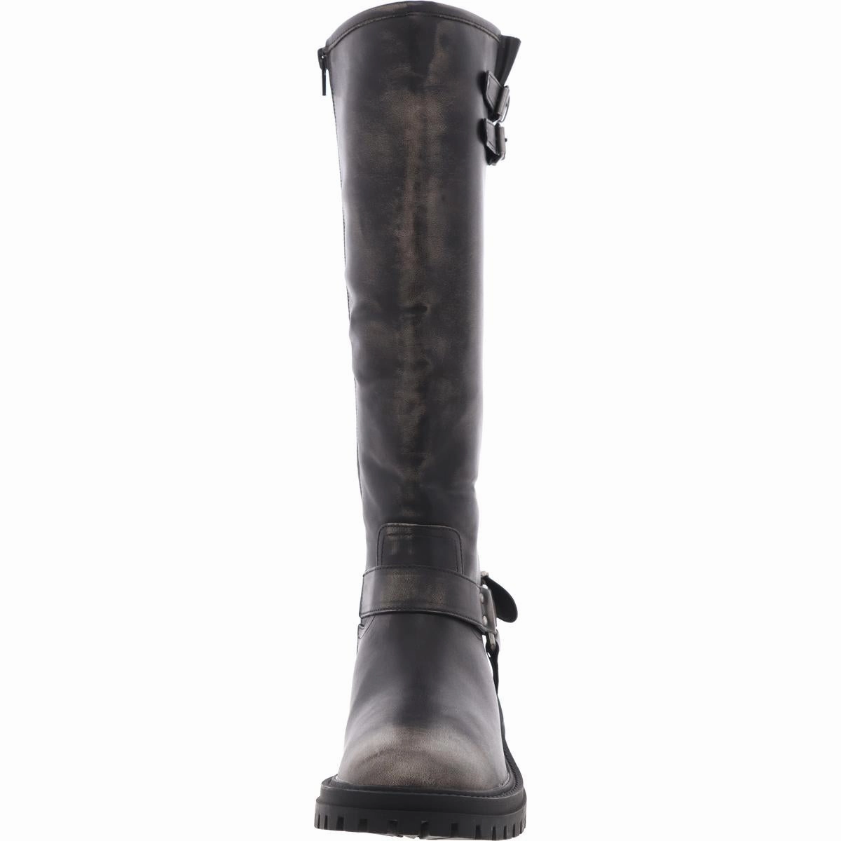 MH240803 Womens Zipper Faux Leather Motorcycle Boots