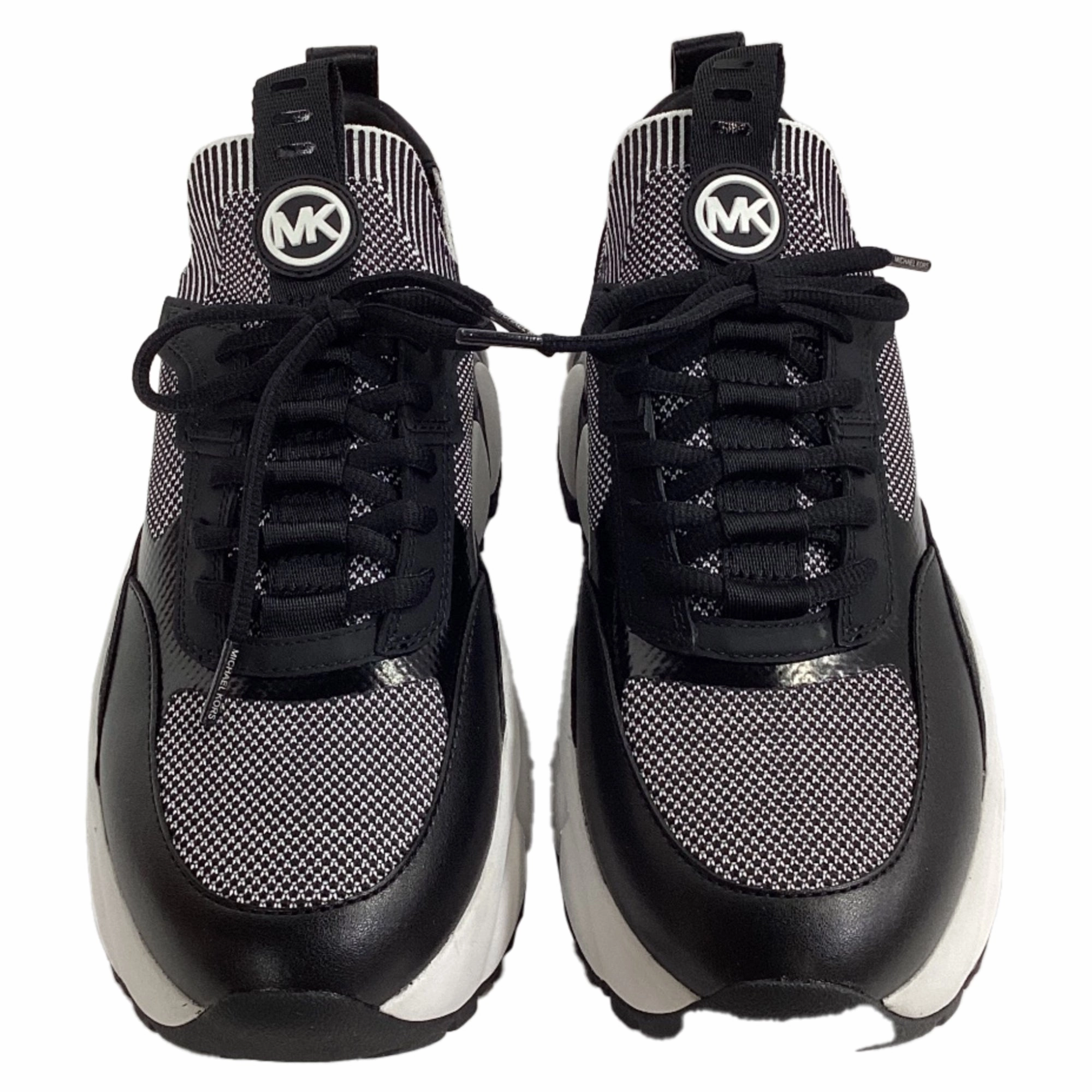 Michael Kors Darius Two-Tone Stretch Knit Trainer in Black and White Synthetic