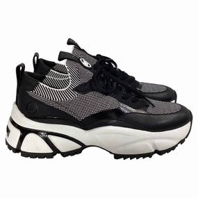 Michael Kors Darius Two-Tone Stretch Knit Trainer in Black and White Synthetic Light Womens Sneakers clearance