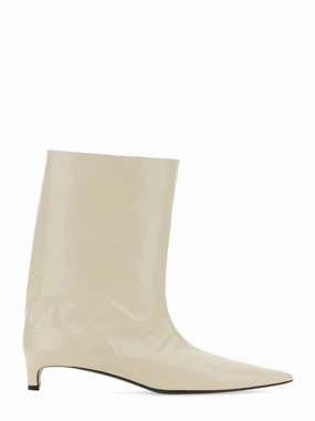 Mid-Calf Heeled Boots With Glossy Finish Discount Stylish Womens Boots