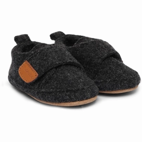 Mikk-Line Anthracite Melange Prewalker Wool Wool Slippers Kids clearance