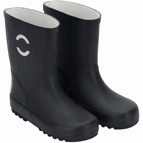 Mikk-Line Black Wellies Solid Kids Rain Boots with free shipping