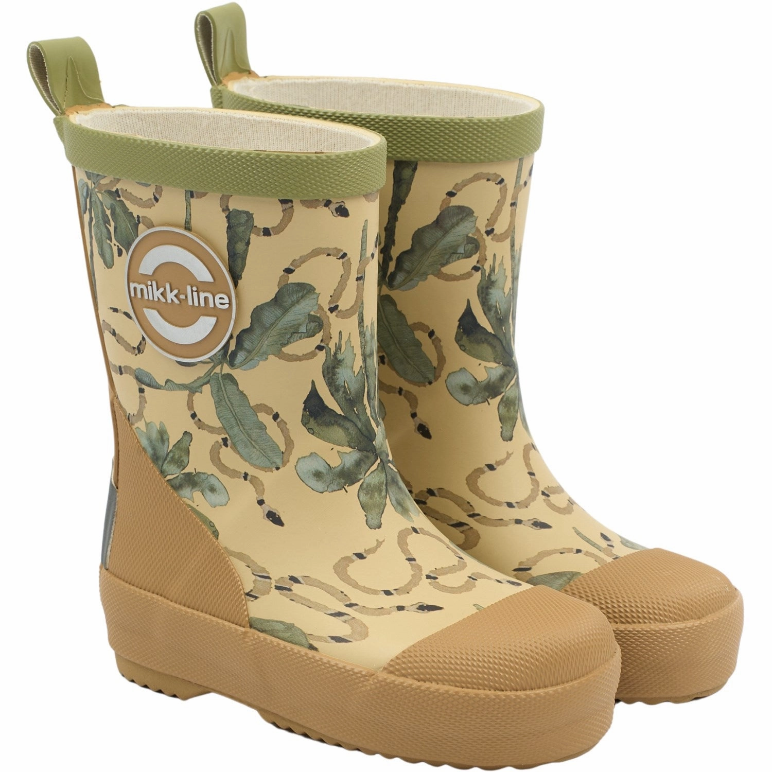 Mikk-Line Gray Green Printed Wellies Kids Rain Boots with free shipping