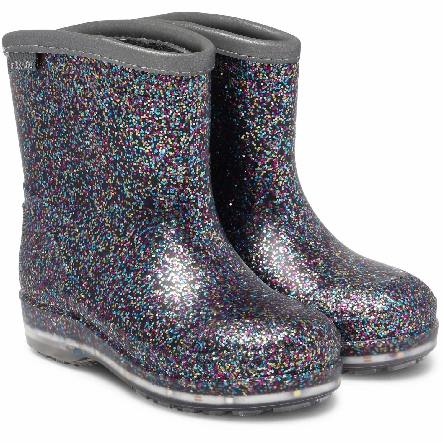 Mikk-Line Multi Glitter Short Winter Wellies - Light Kids Rain Boots with free shipping