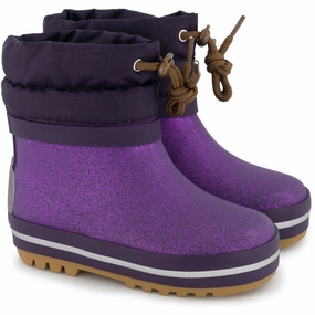 Mikk-Line Nightshade Short Winter Wellies Glitter Kids Rain Boots with free shipping