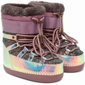 Mikk-Line Rose Brown Snow Boots Glitter Cheap Kids Winter Footwear