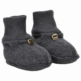 Mikk-Line Wool Footies Anthracite Melange Baby Booties soft sole sale