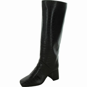 Millerr Womens Faux Leather Square Toe Knee-High Boots Cheap Womens Leather Boots