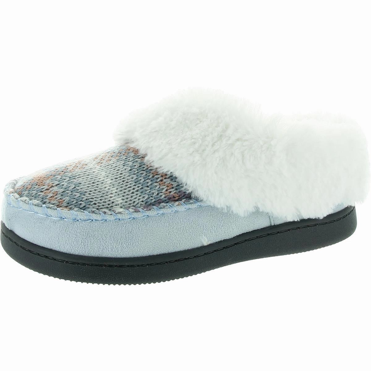 MINERVA Womens Faux Fur Lined Faux Fur Moccasin Slippers