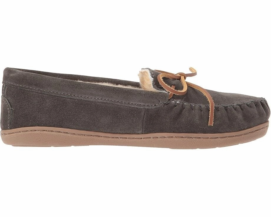 Minnetonka 3345 Slipper Womens 7 Gray Sheepskin Slip On Moc Toe Moccasin KHD2294