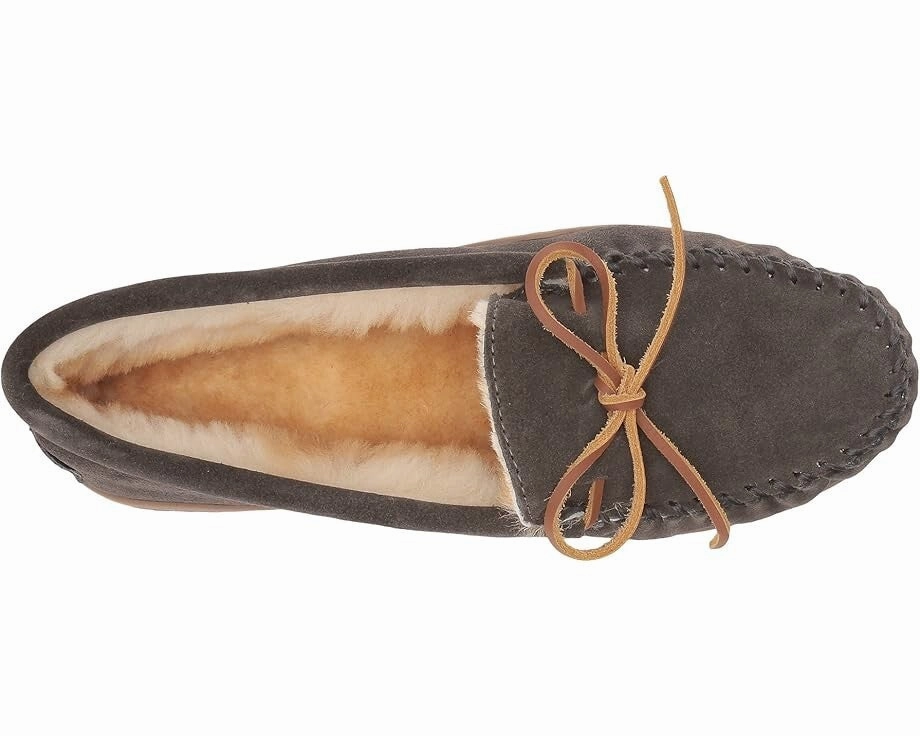 Minnetonka 3345 Slipper Womens 7 Gray Sheepskin Slip On Moc Toe Moccasin KHD2294