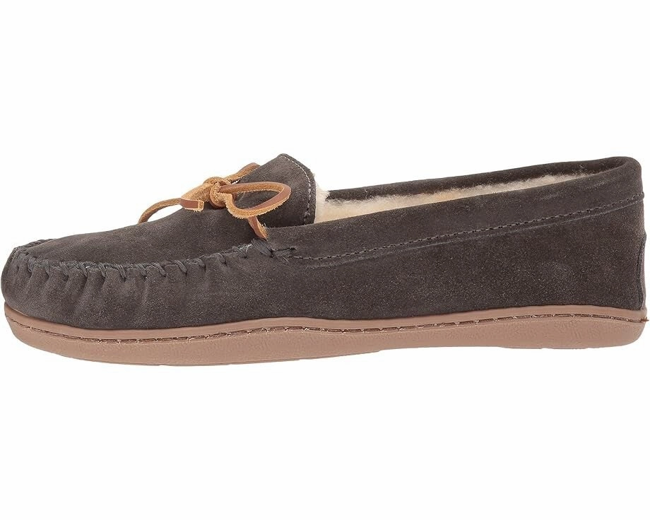 Minnetonka 3345 Slipper Womens 7 Gray Sheepskin Slip On Moc Toe Moccasin KHD2294