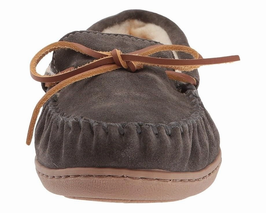 Minnetonka 3345 Slipper Womens 7 Gray Sheepskin Slip On Moc Toe Moccasin KHD2294
