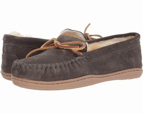 Minnetonka 3345 Slipper Womens 7 Gray Sheepskin Slip On Moc Toe Moccasin KHD2294 Womens Slippers at low price