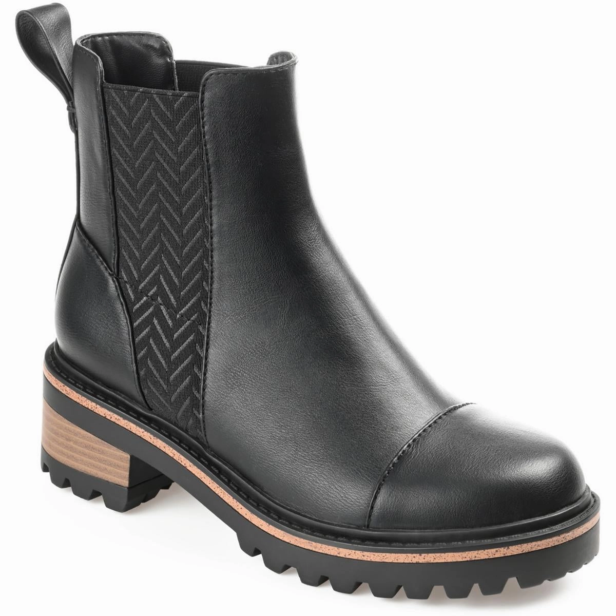 Mirette Womens Lugged Sole Faux Leather Booties