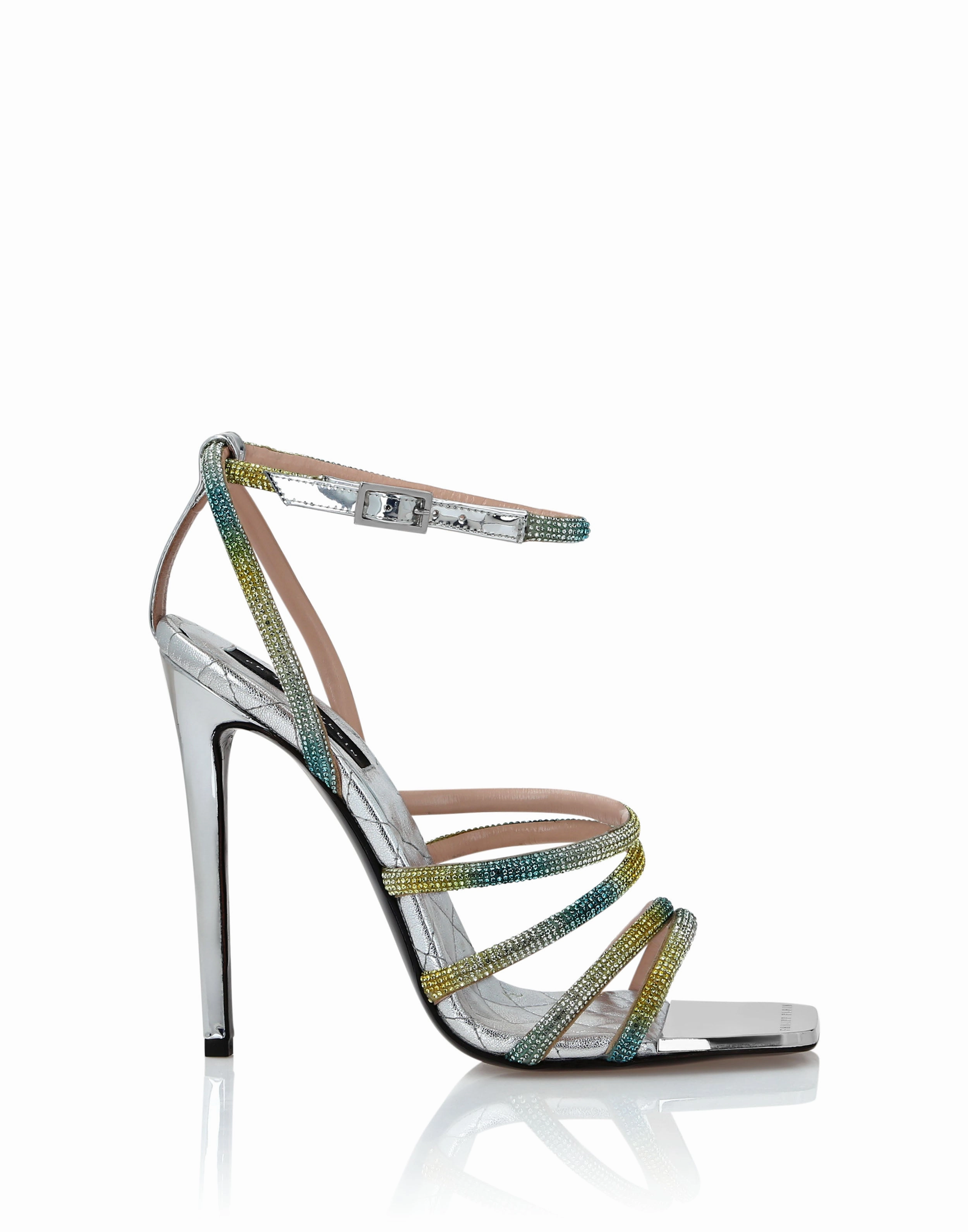 Mirror Leather Sandals Hi-Heels Crystal