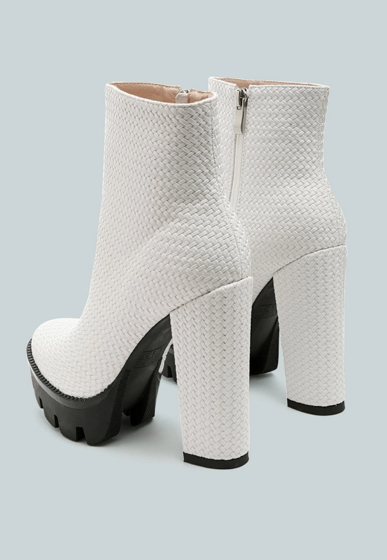 moleski textured block heeled boots
