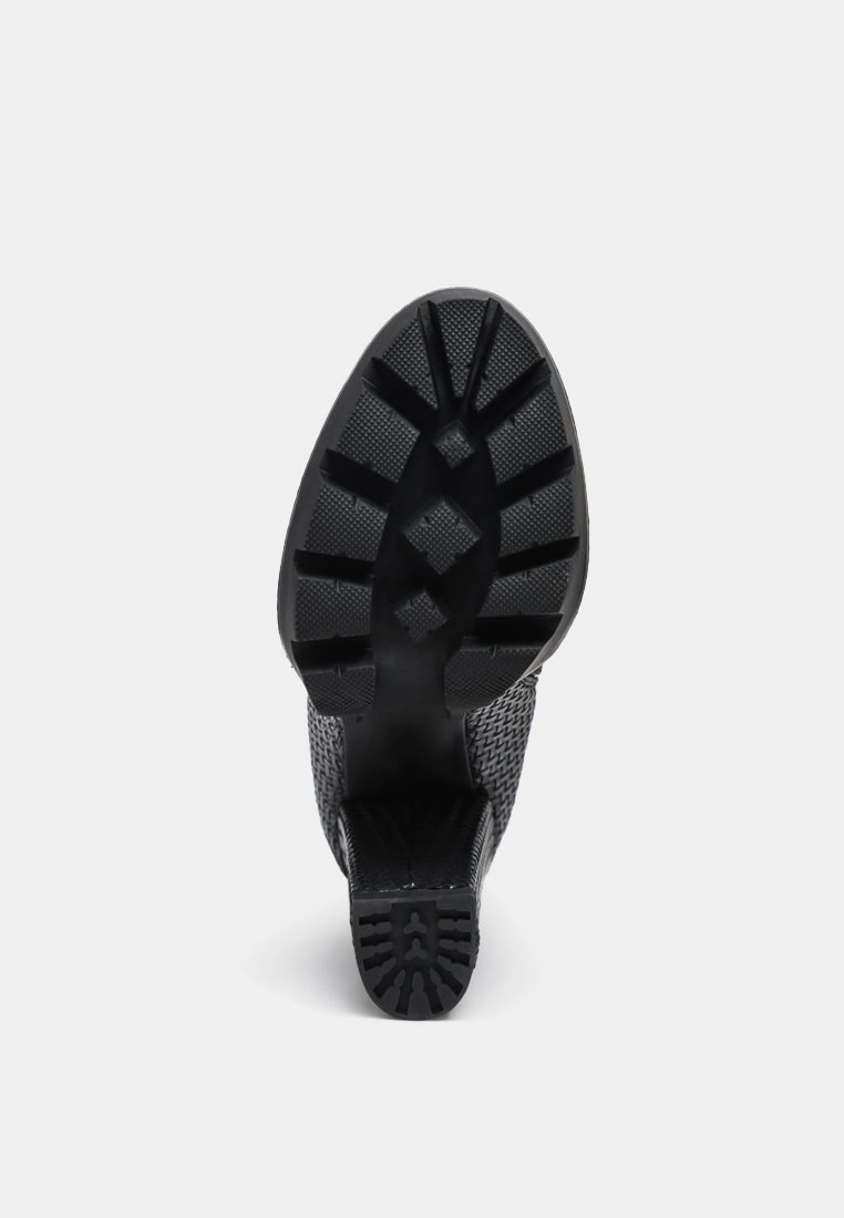 moleski textured block heeled boots