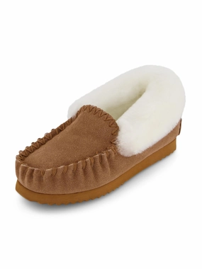 Molly Womens Suede Shearling Moccasin Slippers Cozy Womens Slippers discount