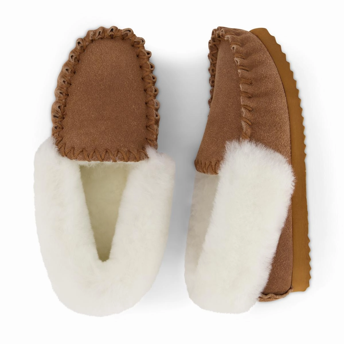 Molly Womens Suede Shearling Moccasin Slippers