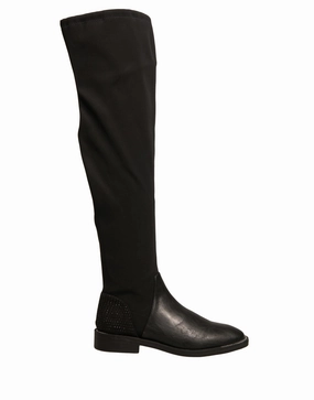 MY TWIN Leather Suede Flats High Boots Women's Shoes Sale on Womens Trendy Boots