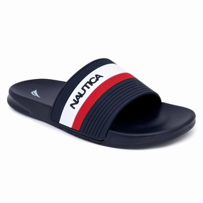 Nautica Mens Logo Slide Sandal Discount Mens Beach Sandals