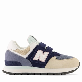 New Balance 574 Navy Sneakers Kids Velcro Sneakers discount