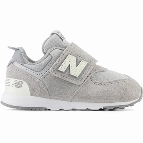 New Balance 574 NEW-B Hook & Loop Sneakers Concrete Kids Velcro Sneakers discount