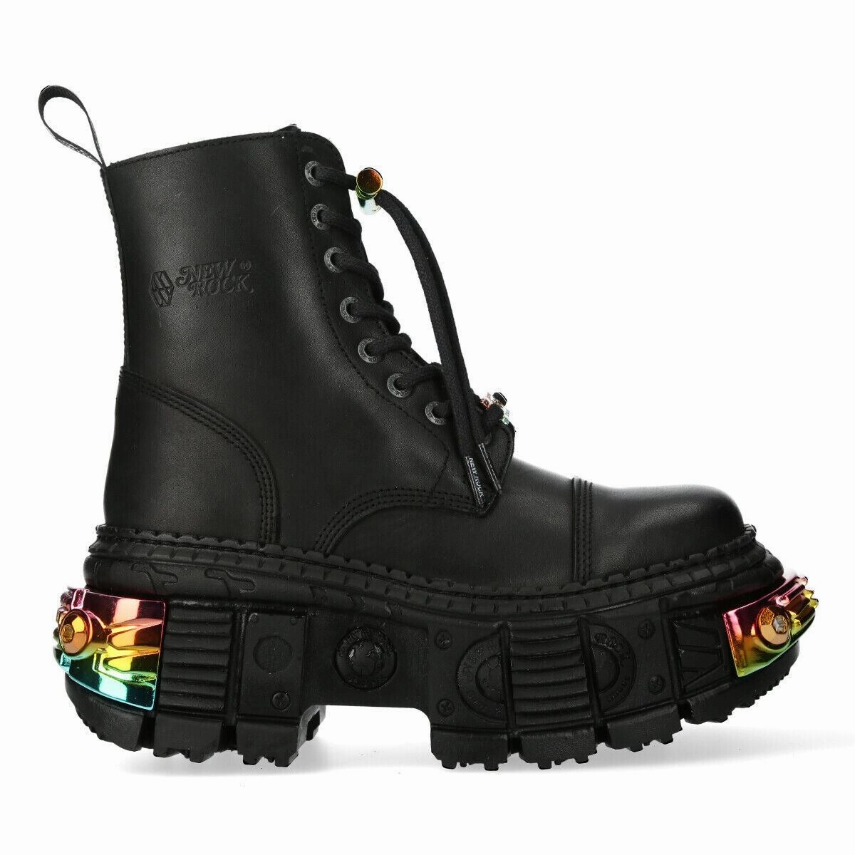 New Rock Black Platform Leather Boots-WALL83CCT-S8 Womens Fashion Boots outlet store
