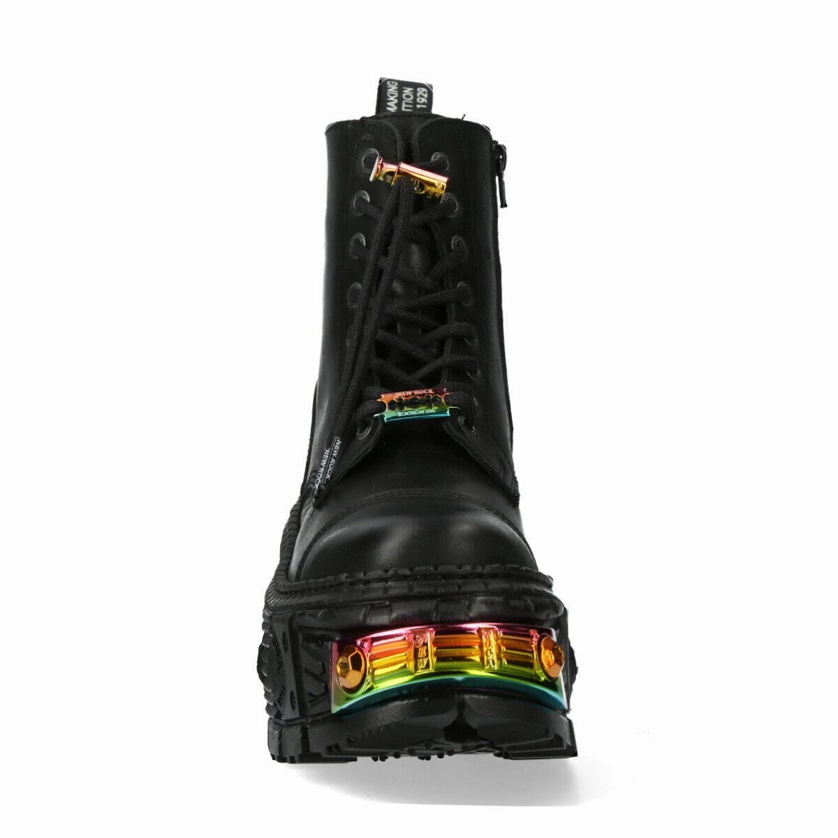 New Rock Black Platform Leather Boots-WALL83CCT-S8