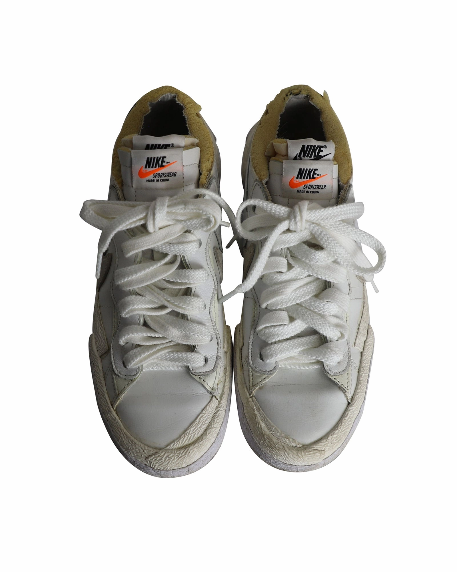 Nike x Sacai Blazer Low Sneakers in White Patent Leather
