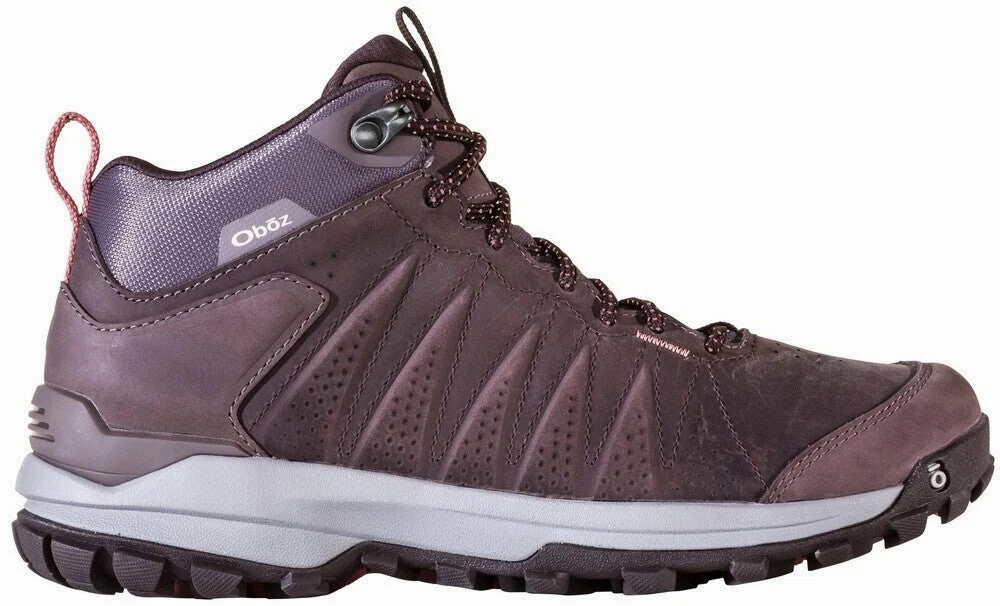 Oboz Sypes Mid 77102 Women's Peppercorn Leather Waterproof Hiking Boots GBNC410 (Purple,9)