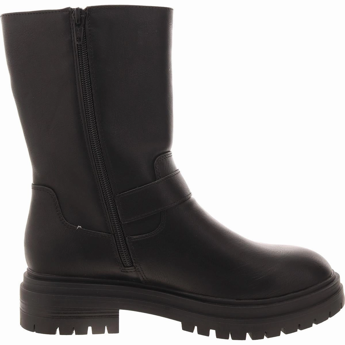 Onnyx Womens Round Toe Faux Leather Motorcycle Boots