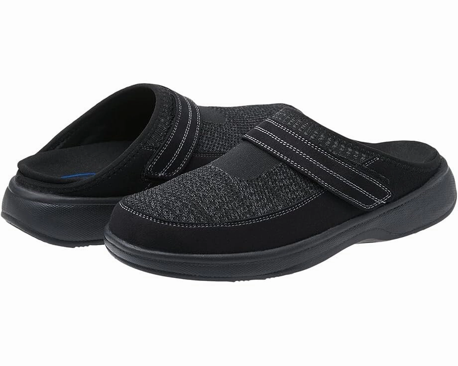 Orthofeet Hudson Slippers Men's US 12 Black Comfort Adjustable Strap ZPO3686 Mens Slippers clearance sale