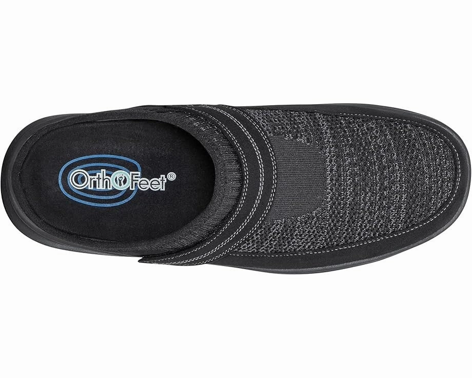 Orthofeet Hudson Slippers Men's US 12 Black Comfort Adjustable Strap ZPO3686