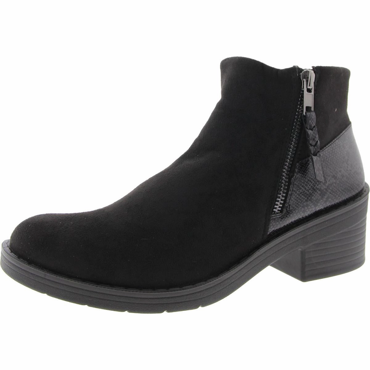 Outgoing Womens Faux Suede Snake Print Ankle Boots