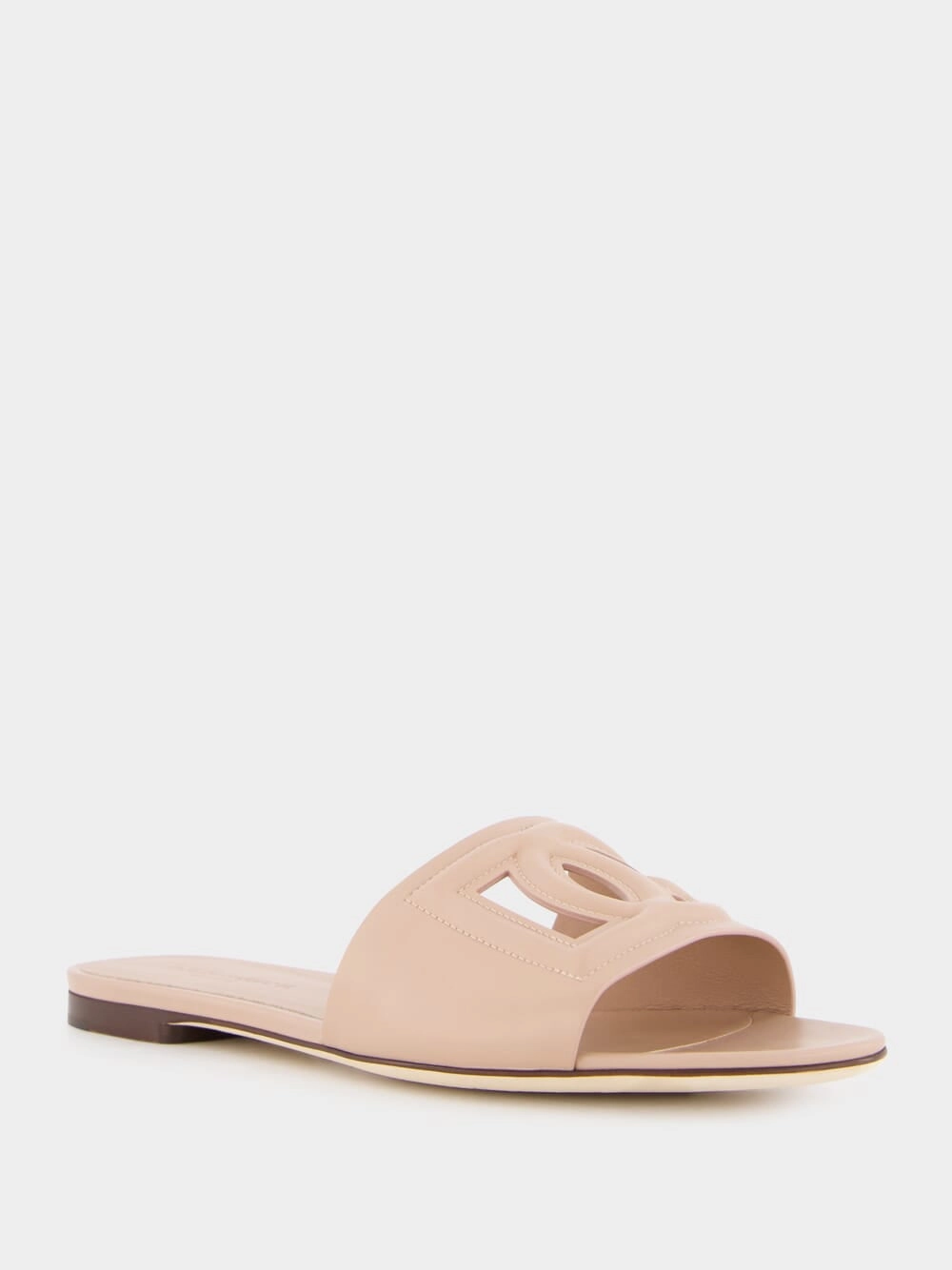Pale Pink DG Logo Calfskin Flat Slides