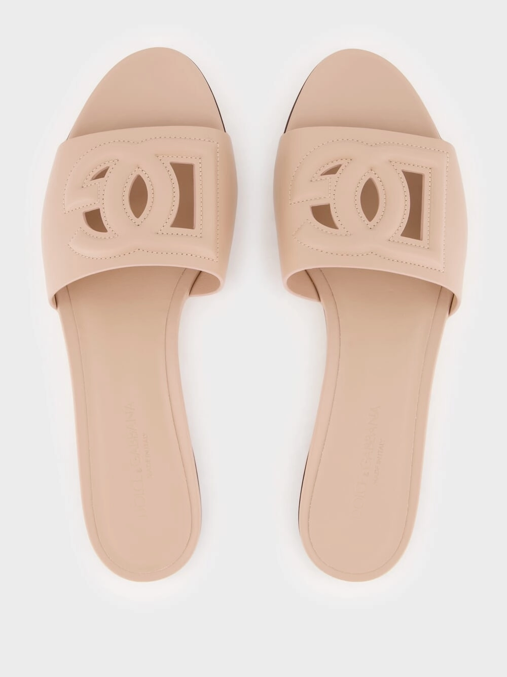Pale Pink DG Logo Calfskin Flat Slides