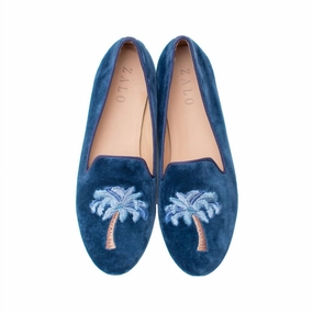 Palm Tree Slipper In Blue Smoke Cozy Womens Slippers discount