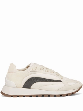 Panelled White Sneakers With Branded Details Cheap Womens Sneakers collection
