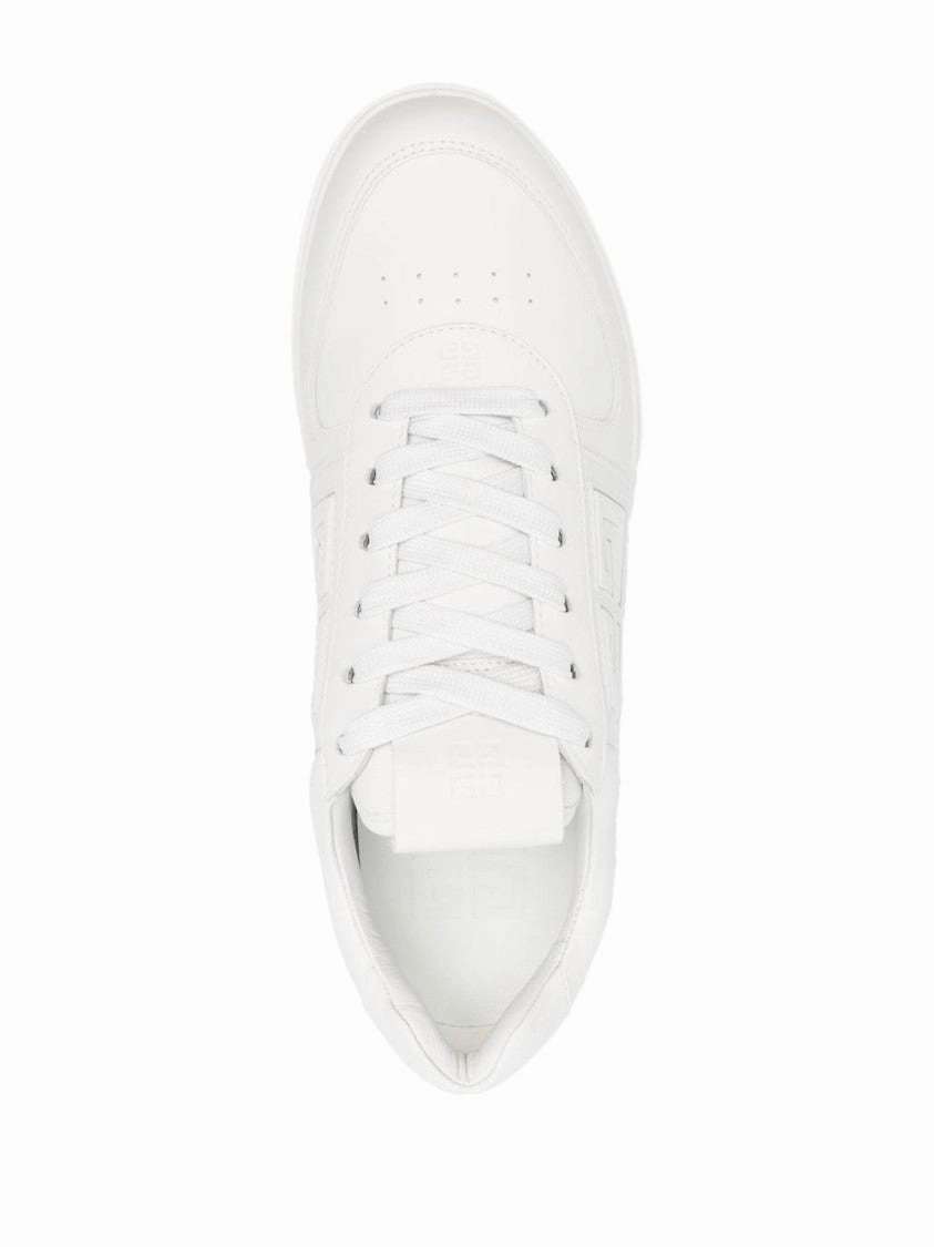 Perforated White Calf Leather Sneakers