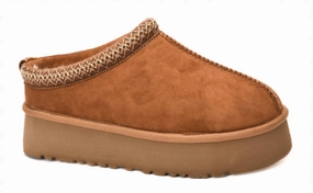 Pillow Talk Faux Suede Platform Slippers In Brown Womens Slippers at low price