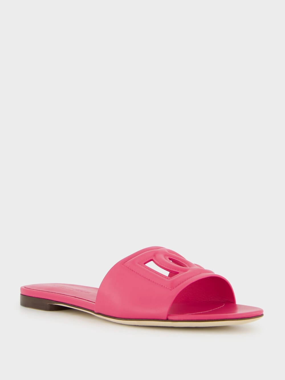 Pink DG Logo Calfskin Slides